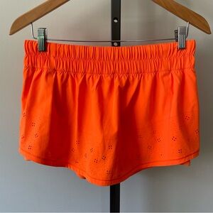 Lululemon Lazer Cut Neon Orange Skort Skirt With Shorts Size 8 RARE